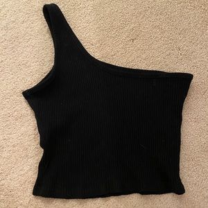 Black one shoulder crop top
